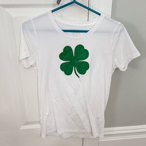 J CREW White T-Shirt with Green Shamrock